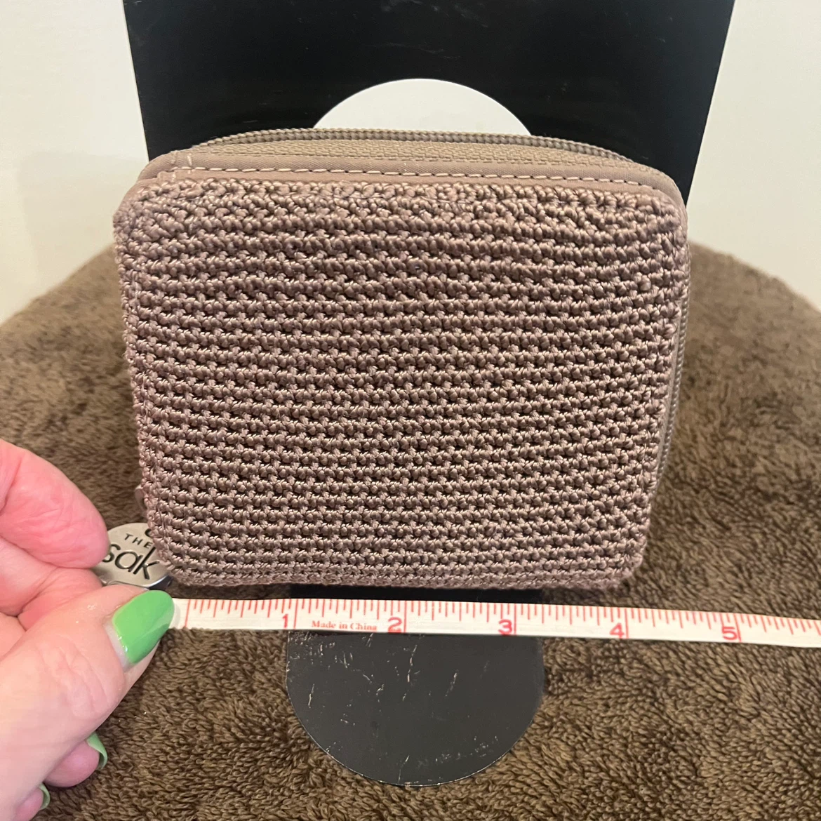 The Sak Crochet Wallet Taupe