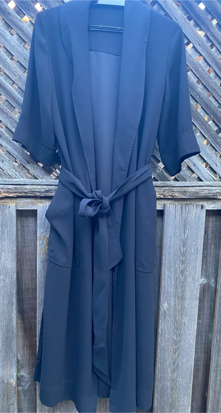 Black Trench Cardigan Coat, Size S