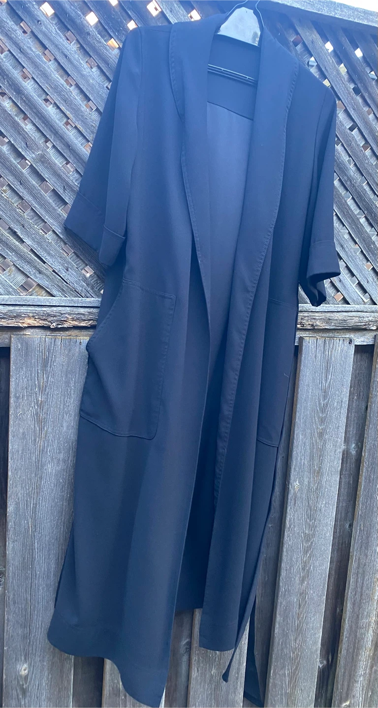 Black Trench Cardigan Coat, Size S - photo 2