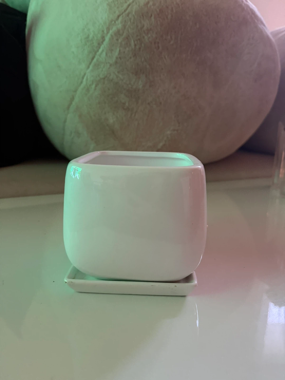 White Planter Pot with Saucer