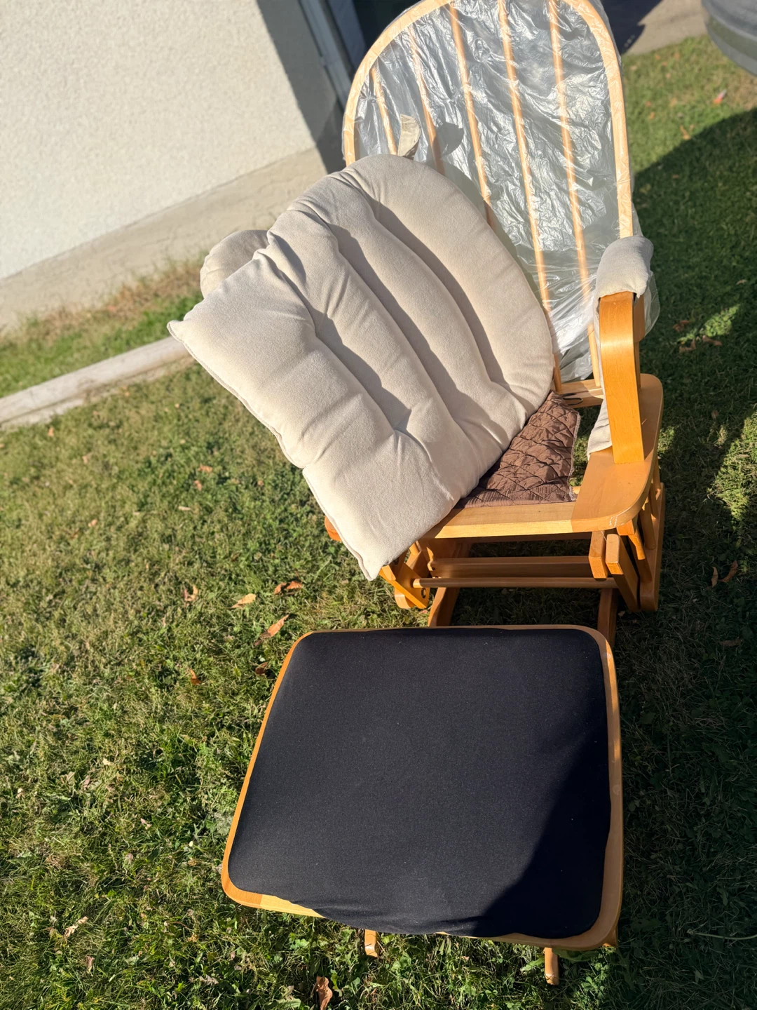 Wooden Glider Rocking Chair with Ottoman - photo 2