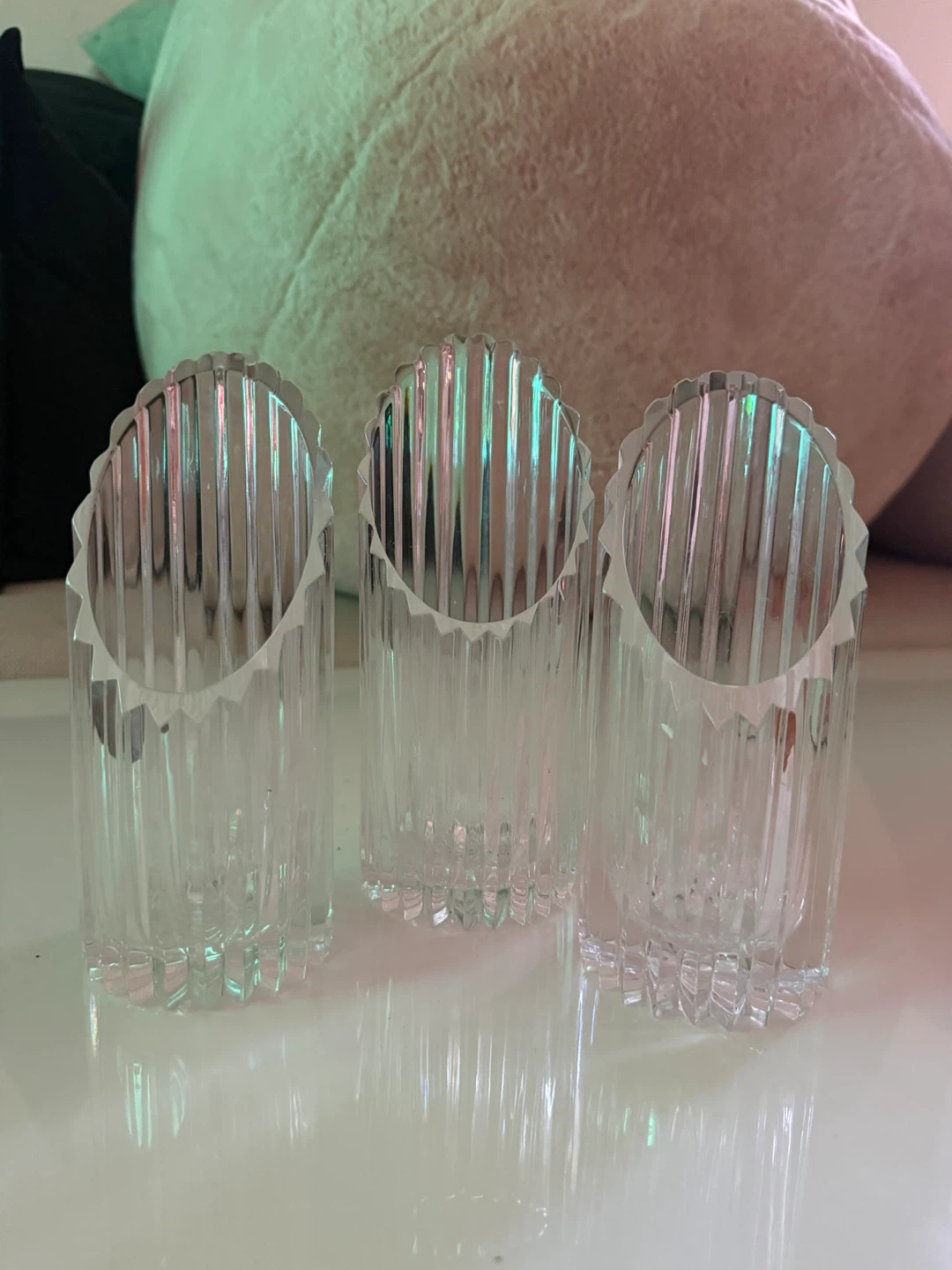 Set of 3 Crystal Glass Vases