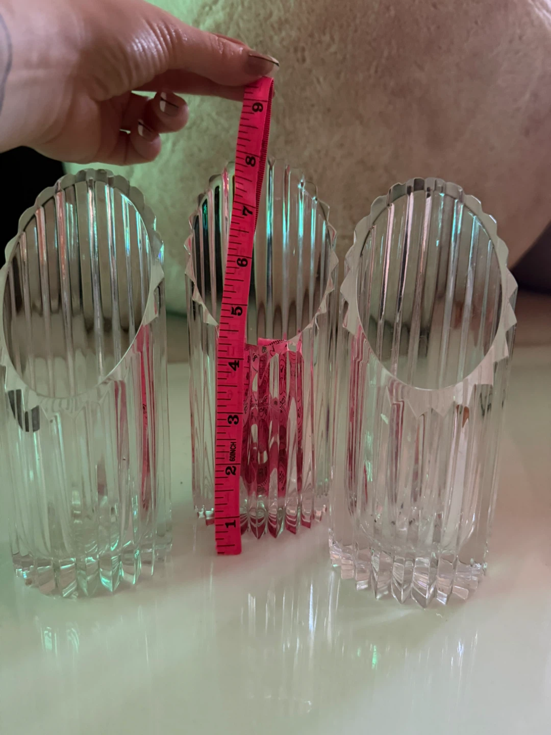 Set of 3 Crystal Glass Vases - photo 2