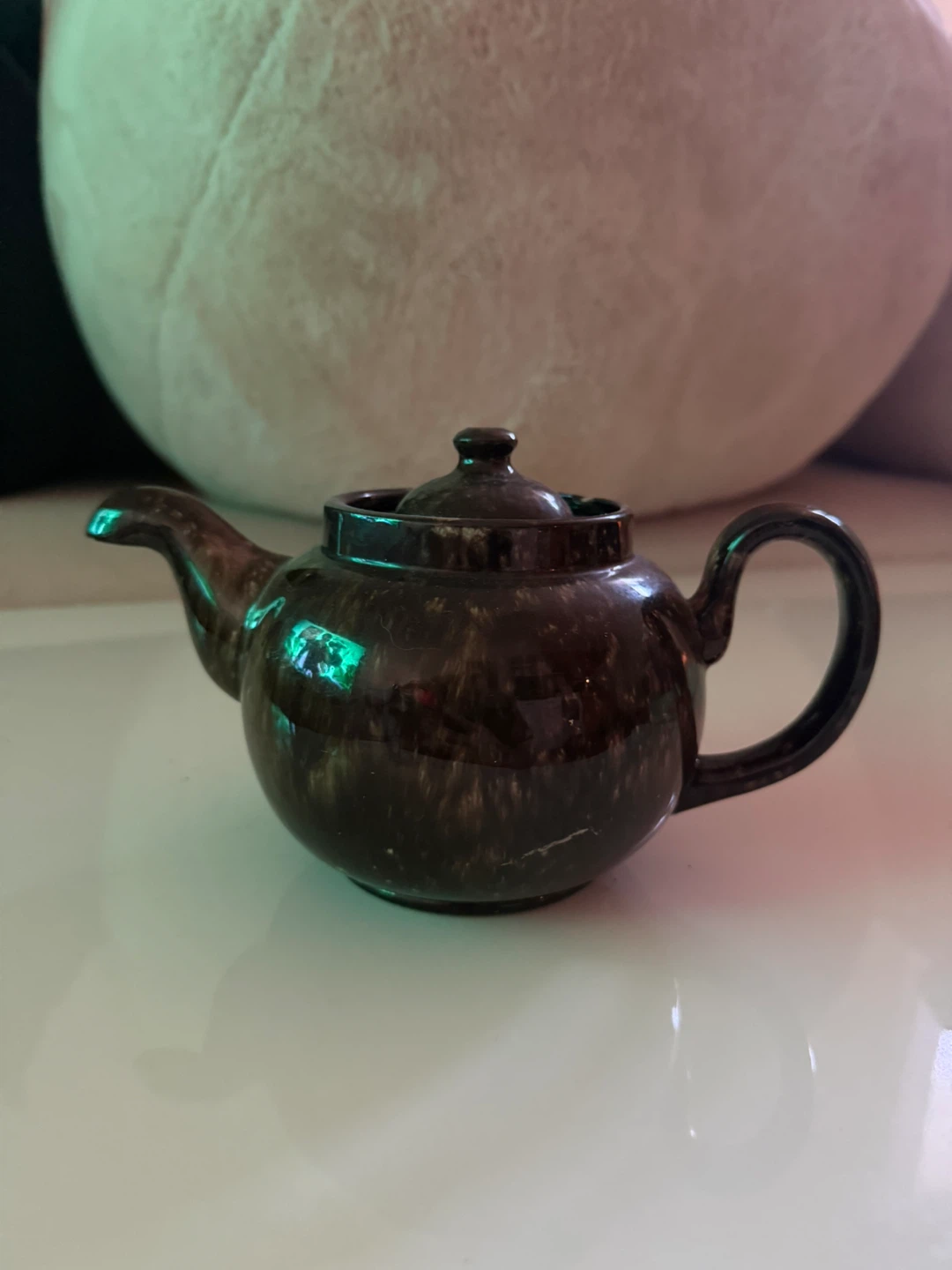 Small Brown Speckled Ceramic Teapot
