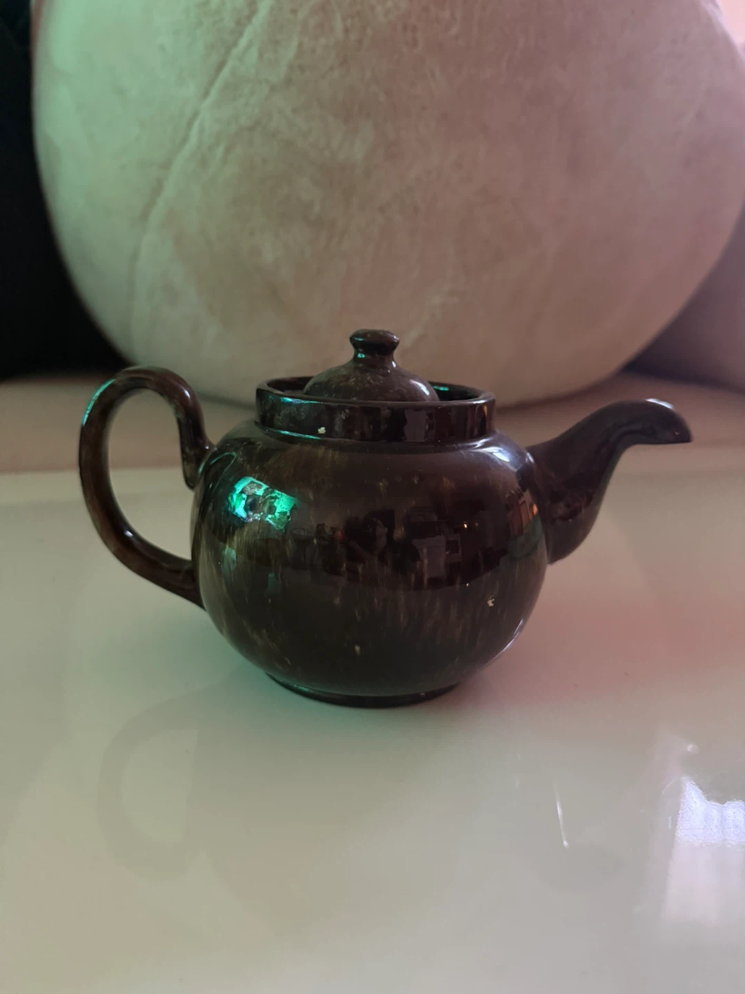 Small Brown Speckled Ceramic Teapot - photo 2