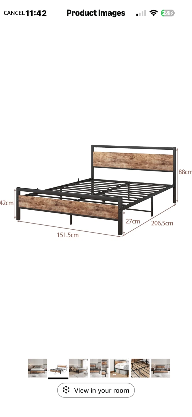 Queen Metal Bed Frame with Headboard - photo 2