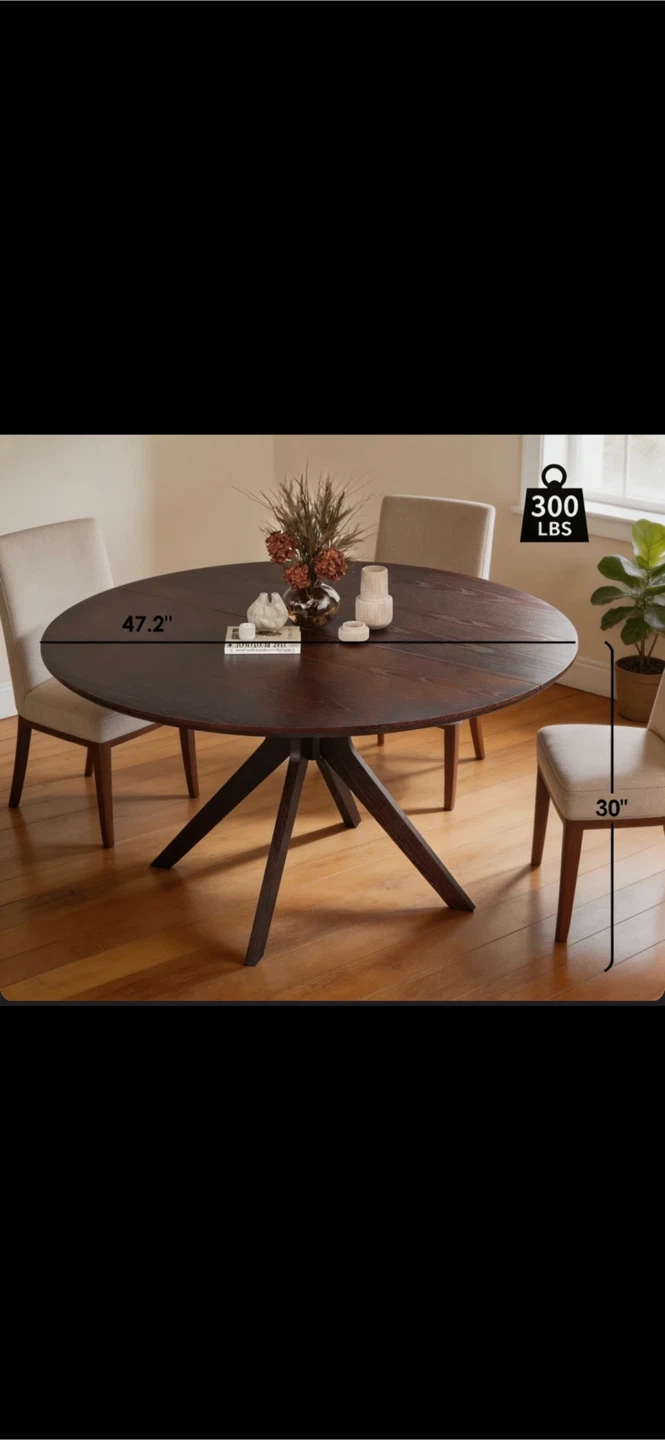 Latitude Run Round Solid Wood Dining Table - photo 3