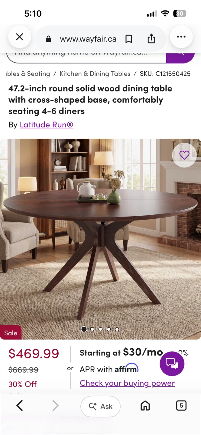 Latitude Run Round Solid Wood Dining Table - photo 4