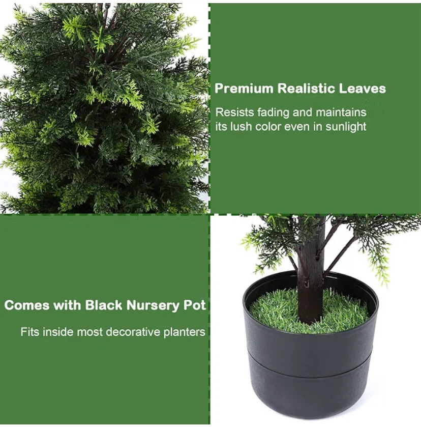 New 2-Pack 4FT Artificial Cedar Trees with LED Lights - photo 3