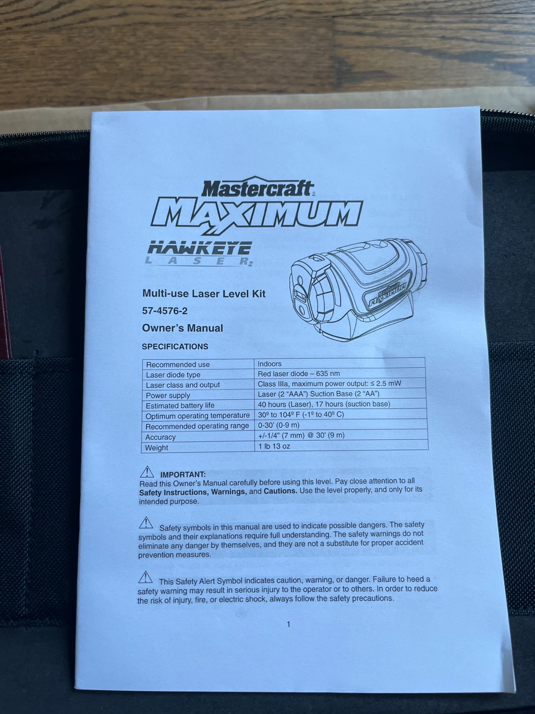 Mastercraft Maximum Hawkeye Laser Level Kit - photo 4