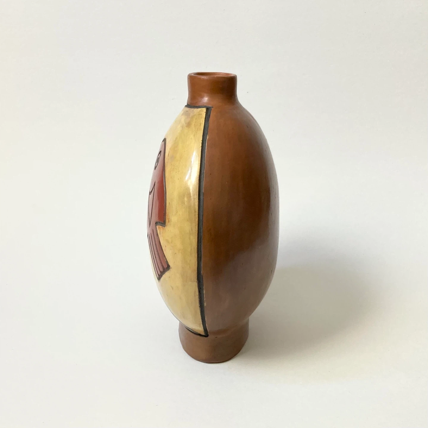 Vintage Artist-signed Peruvian Pottery Flask Vase - photo 2
