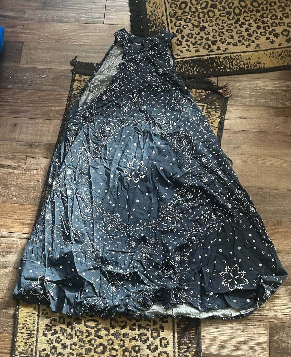 Dark Blue Bandana Print Sleeveless Dress