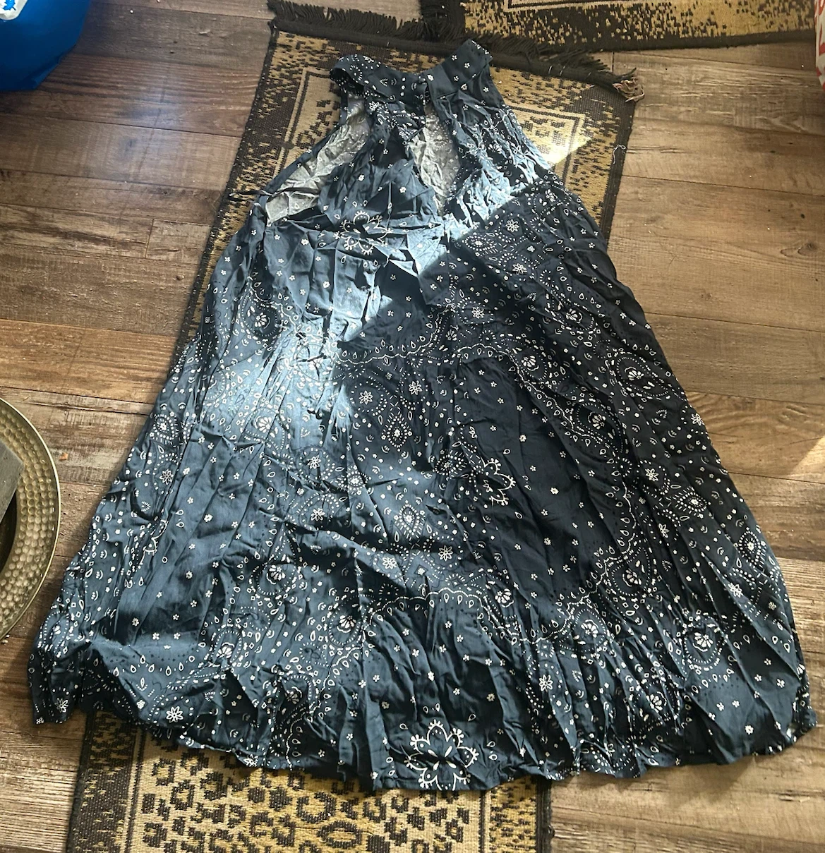 Dark Blue Bandana Print Sleeveless Dress - photo 2