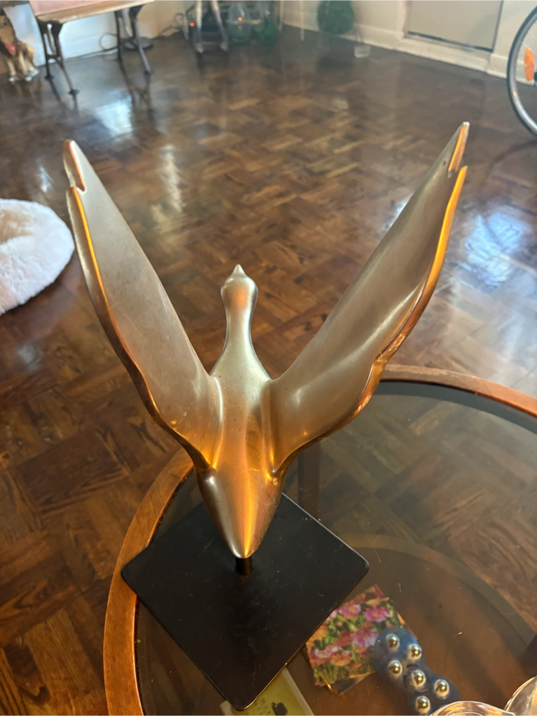 Vintage Brass Flying Bird Sculpture