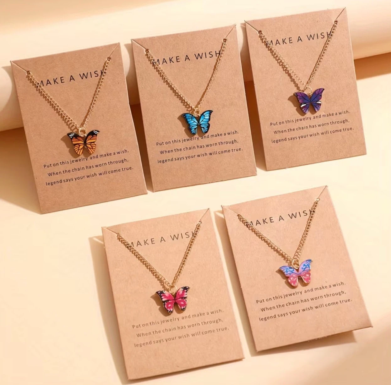 Make a Wish Butterfly Pendant Necklaces
