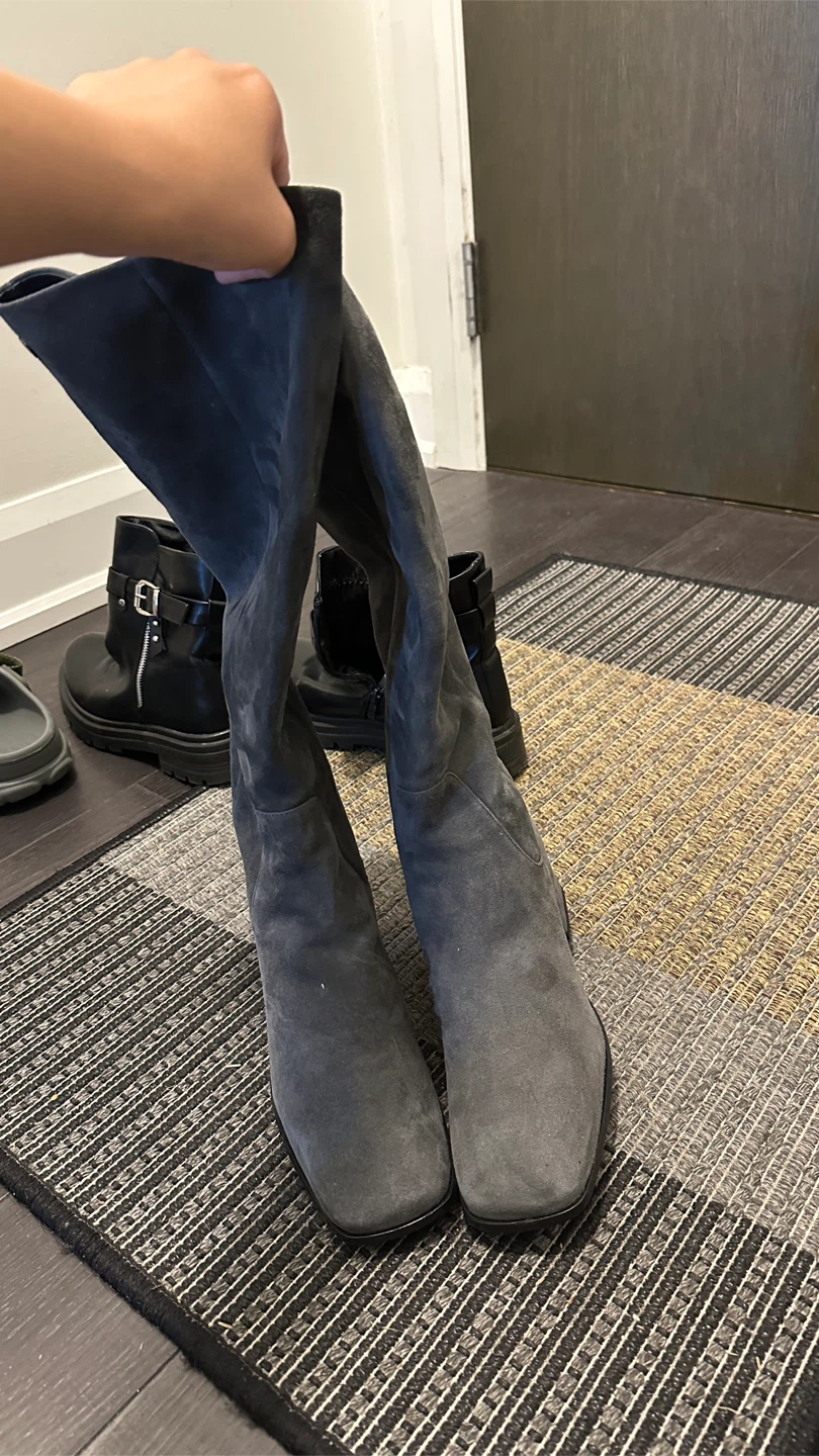 Tory Burch grey suede over-the-knee boots