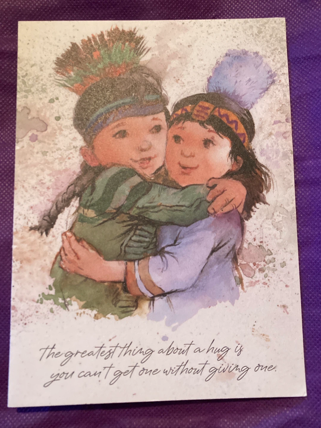 Greeting card with hug illustration