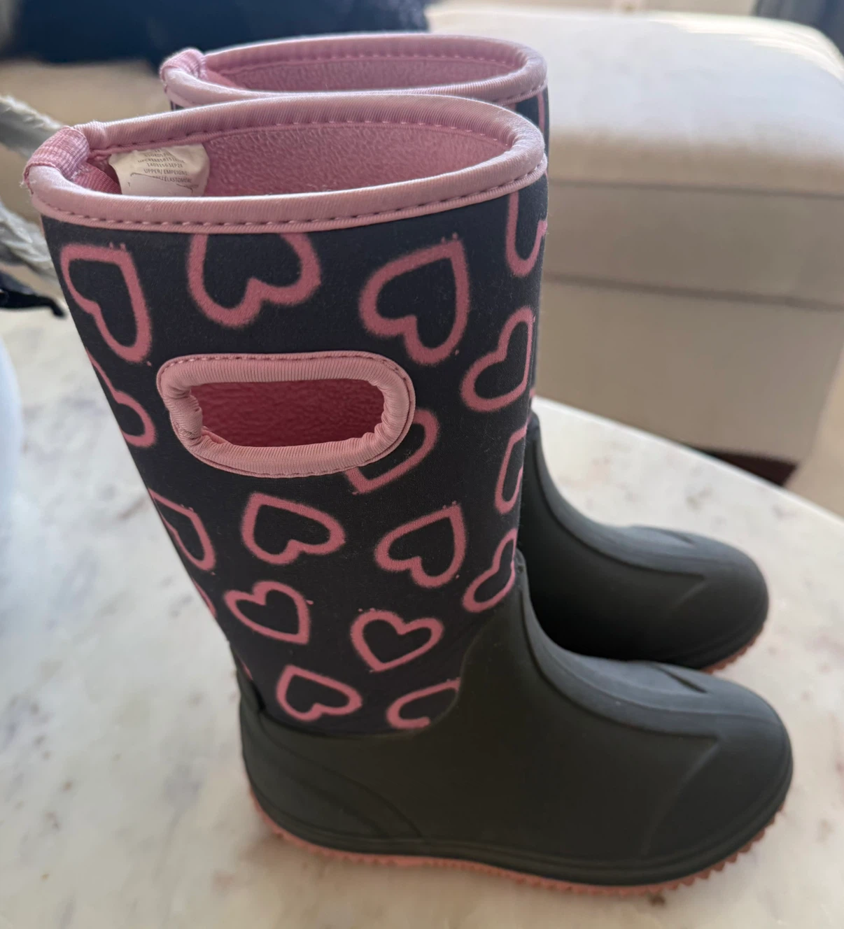 Children's Heart Pattern Rain Boots Size 12 - photo 2