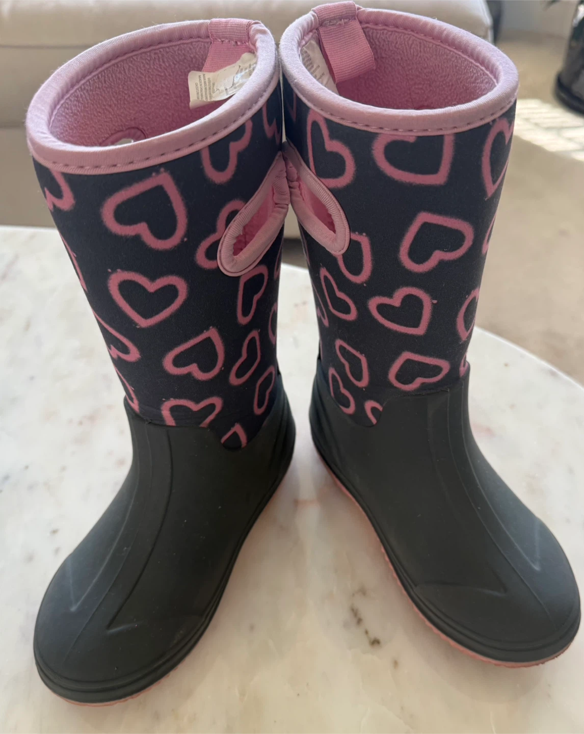 Children's Heart Pattern Rain Boots Size 12 - photo 3