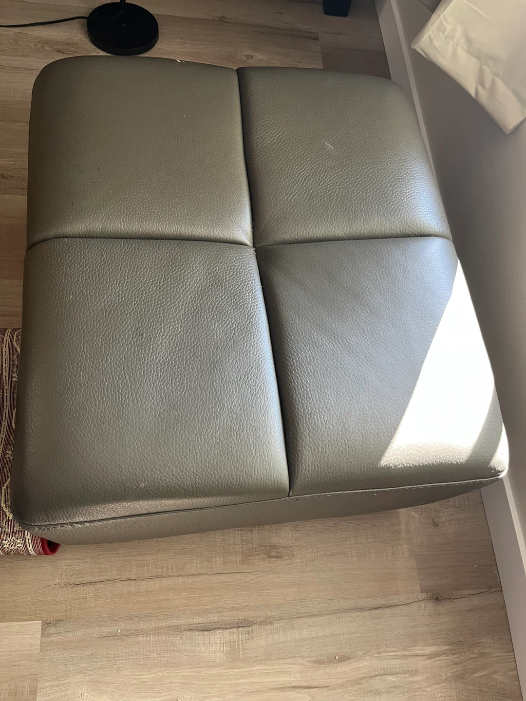 Grey Leather Ottoman - photo 2