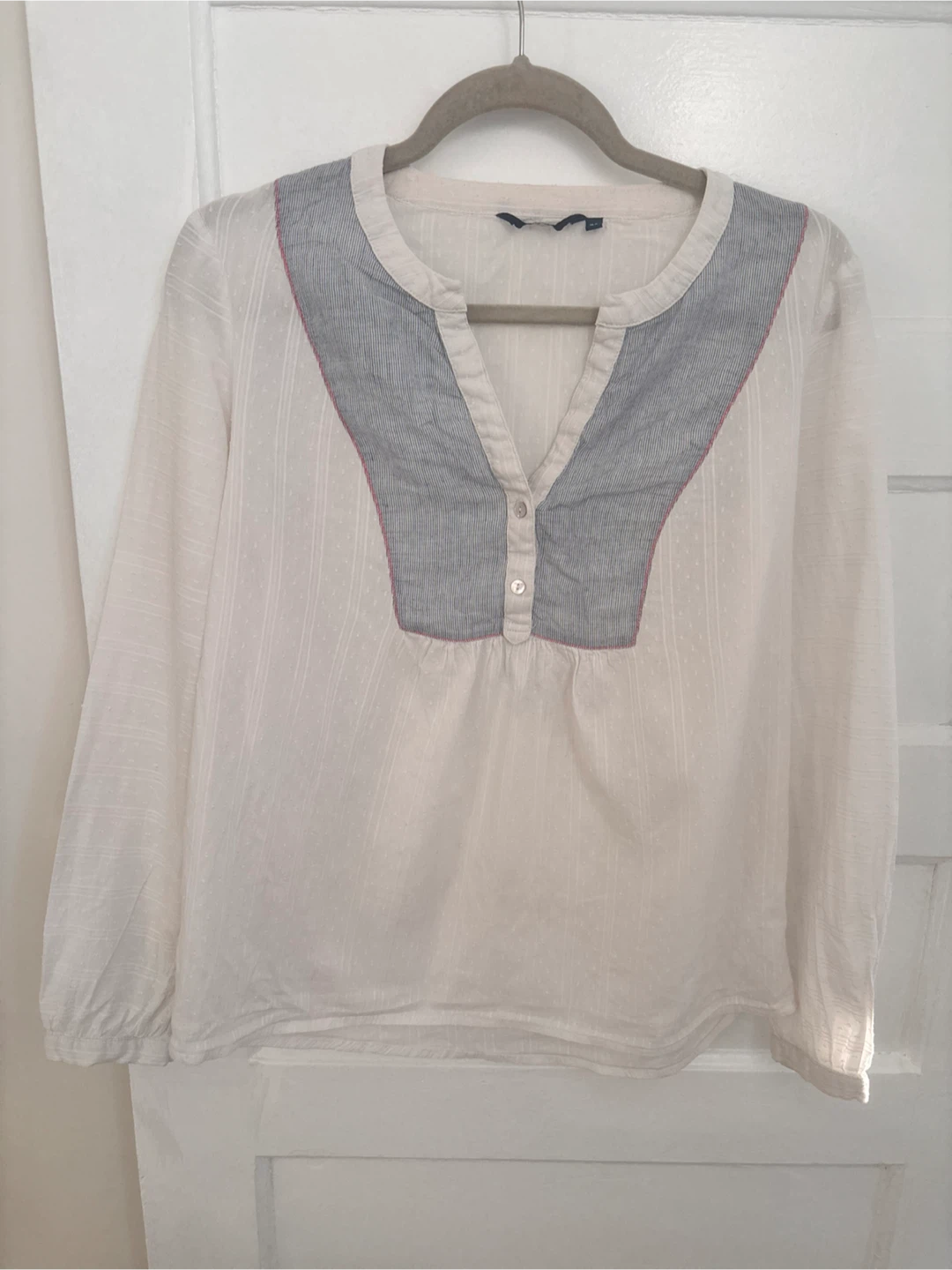 Tom Tailor Cream and Blue Blouse