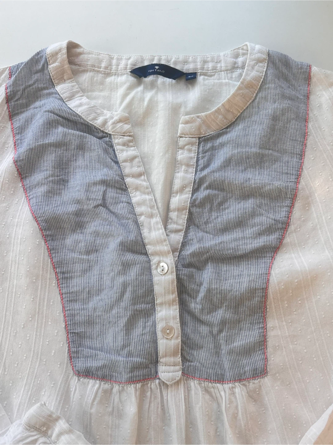 Tom Tailor Cream and Blue Blouse - photo 3