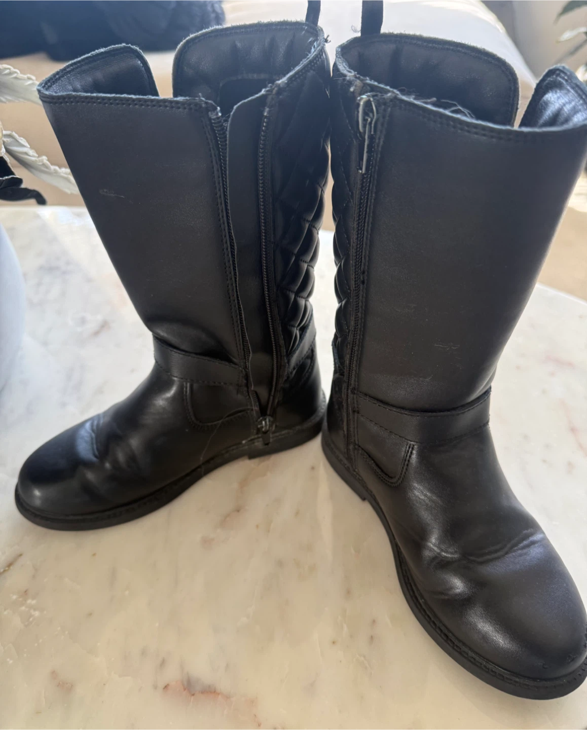 Black Quilted Boots Size 13 - photo 2