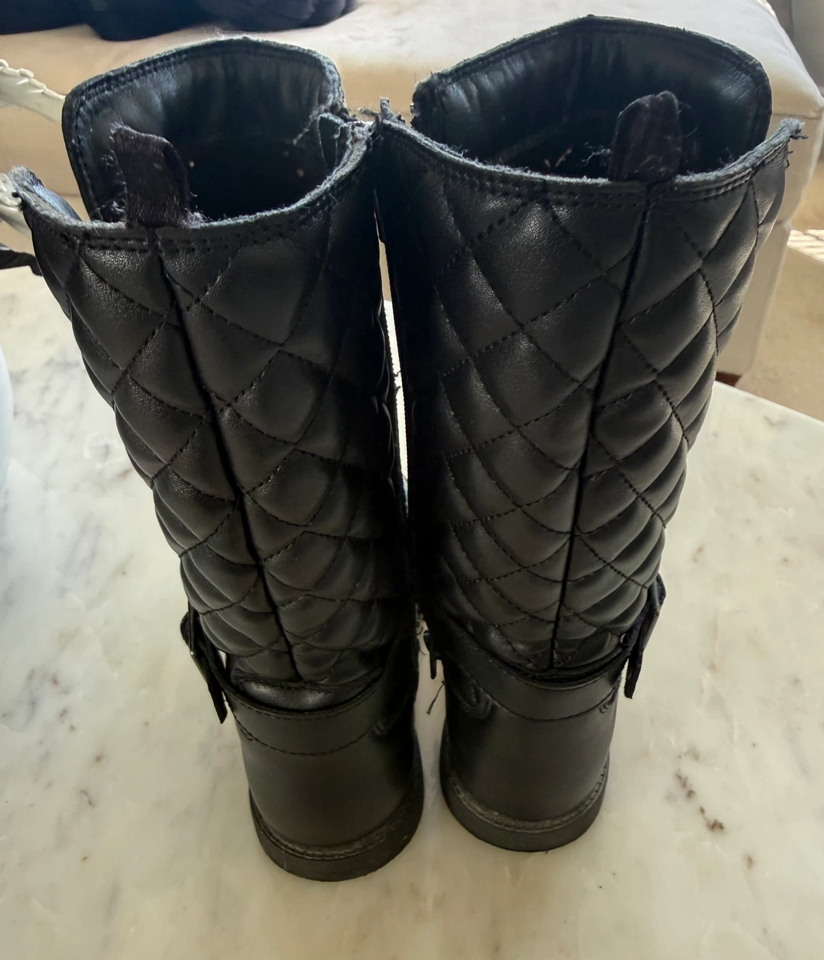 Black Quilted Boots Size 13 - photo 3