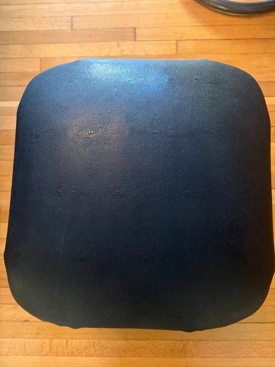 Modern Black Grain Leather Ottoman / Pouf with Gold Base - photo 3