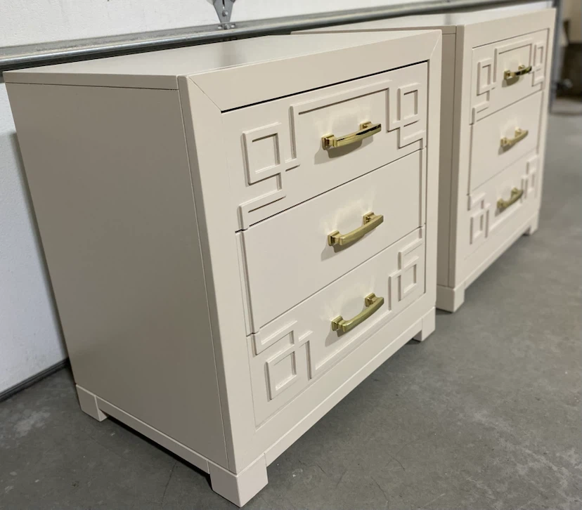 Modern Nightstands Pair Taupe & Gold - photo 2