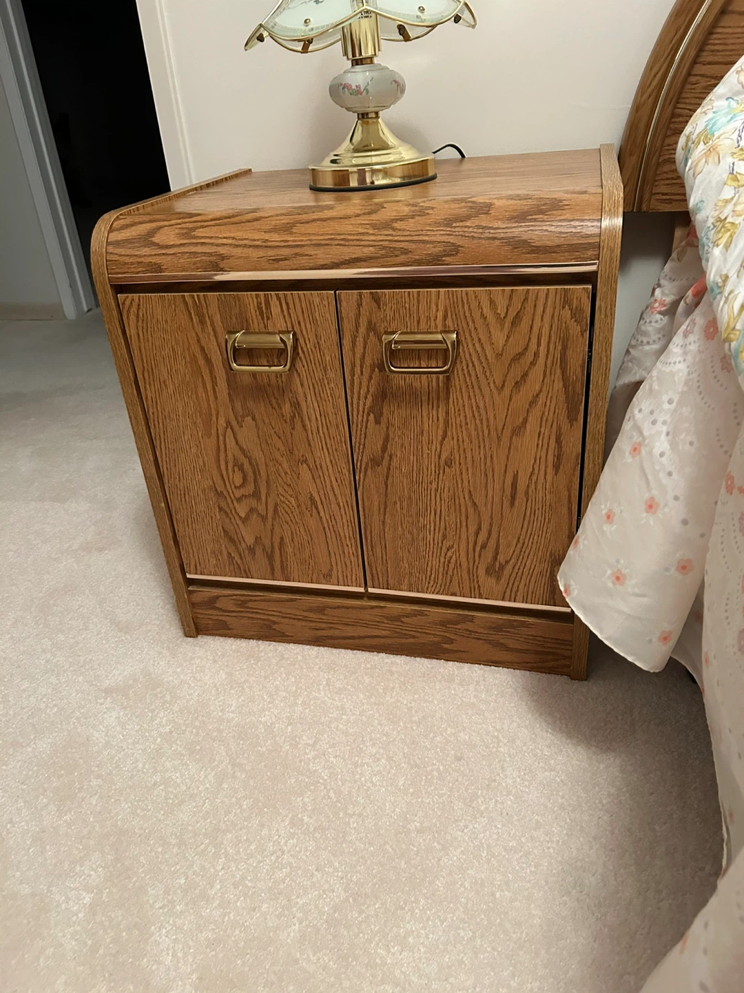 Vintage Wood Nightstands and bed with headboard - photo 3