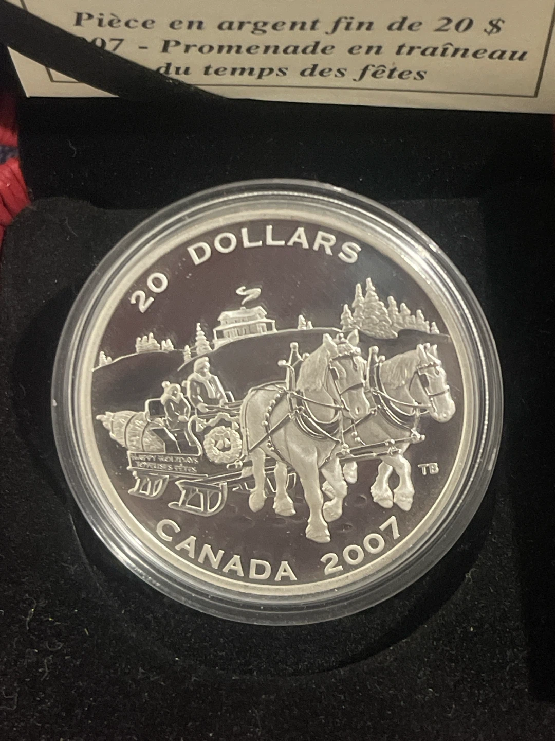 2007 $20 Fine Silver Coin - Holiday Sleigh Ride