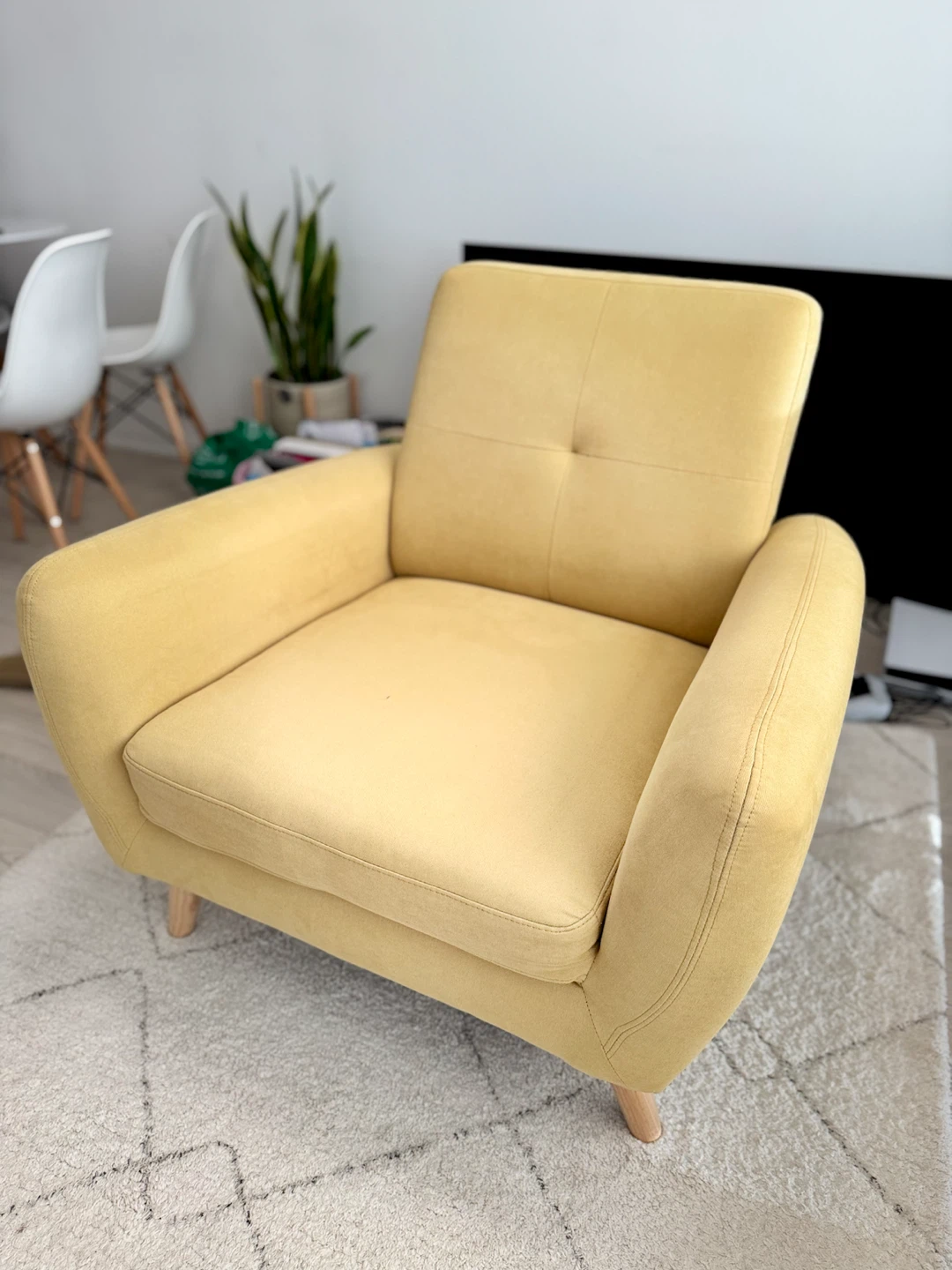 Mustard Yellow Upholstered Armchair - photo 2