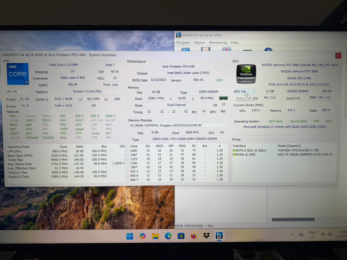 Acer Predator Orion 3000 Gaming Desktop i7 16GB 3060 (Like New) - photo 5