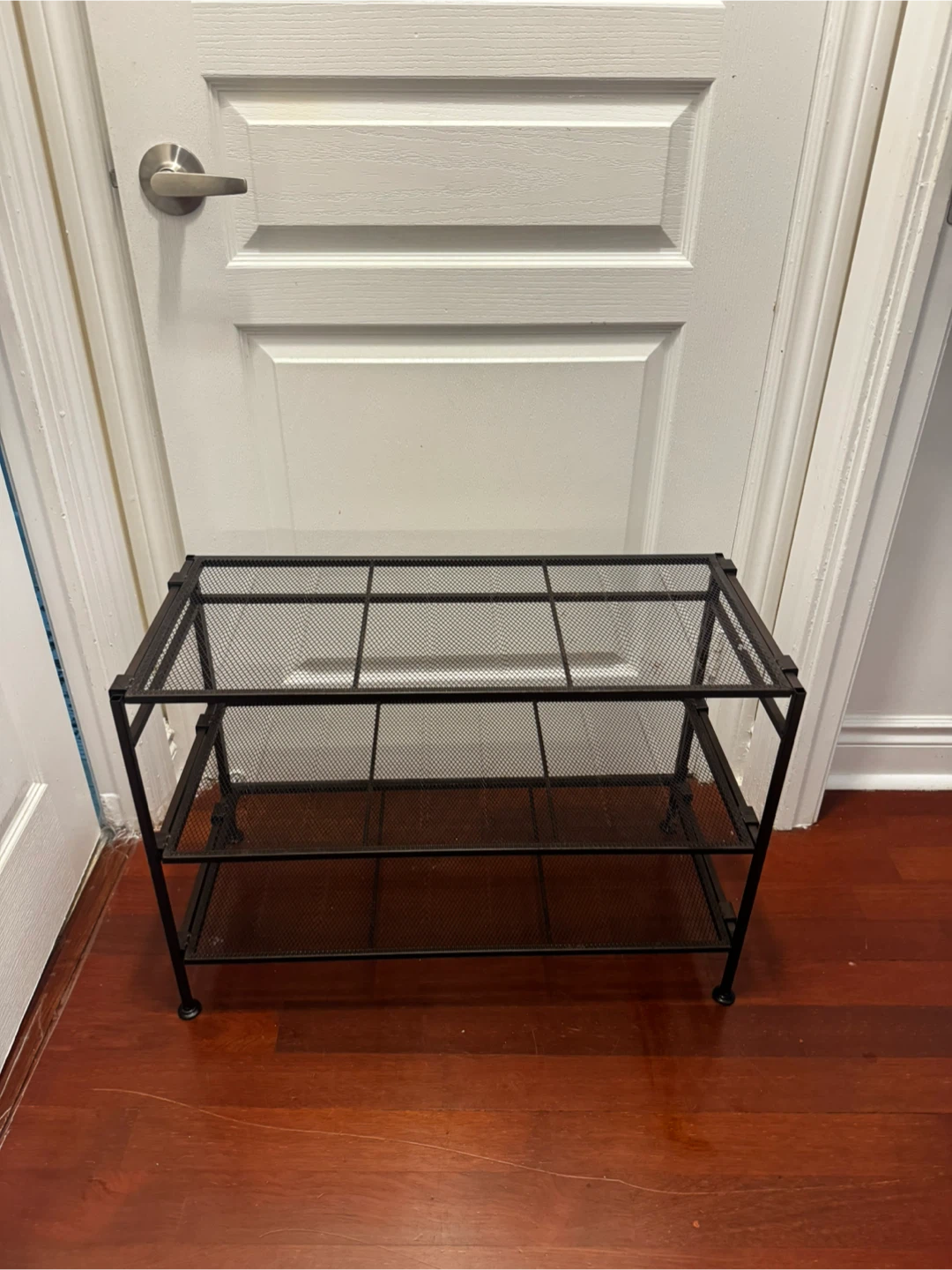 Black Metal Mesh Three-Tier Storage Shelf - photo 2