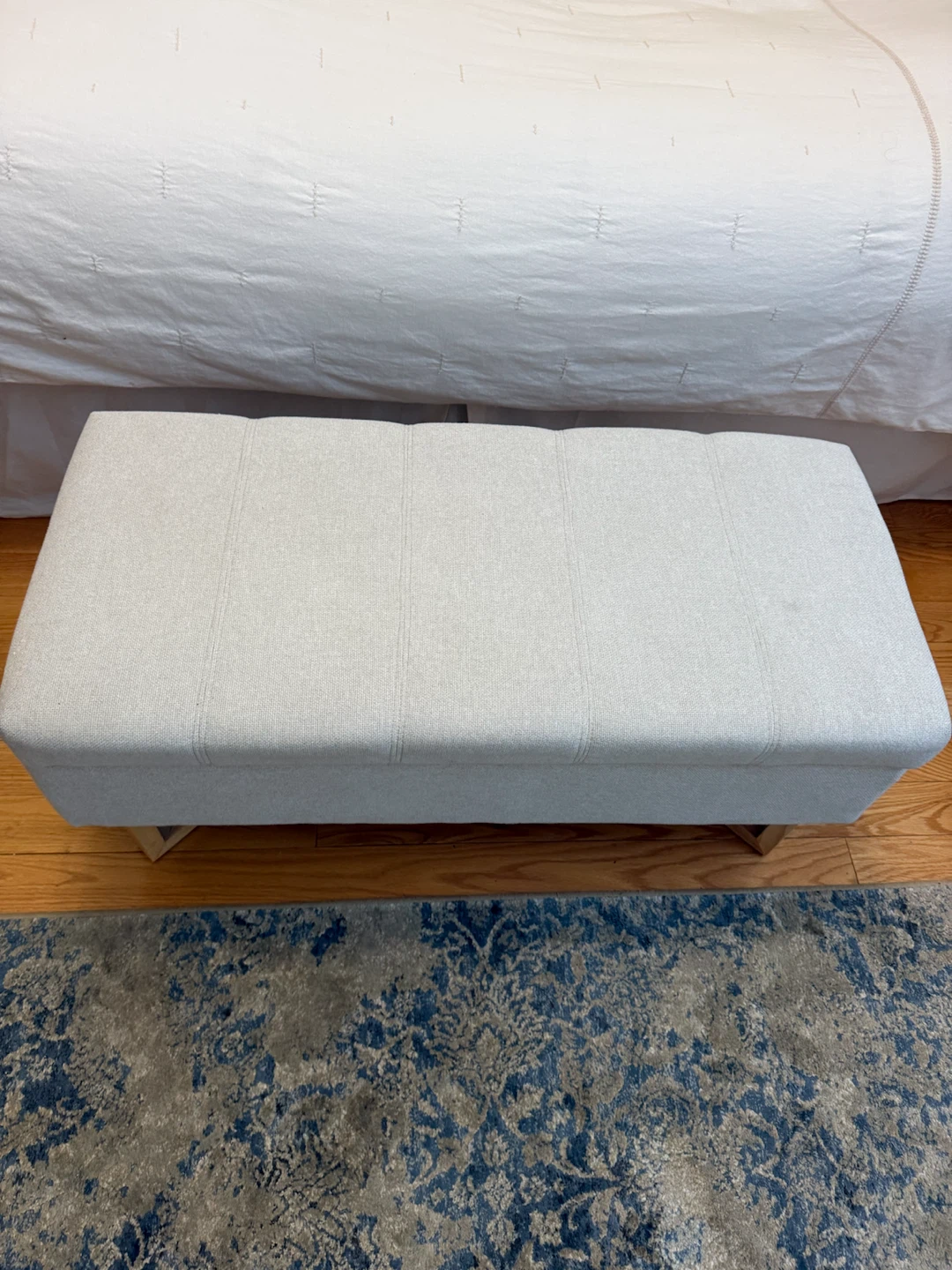Light Gray Upholstered Storage Bench - photo 2