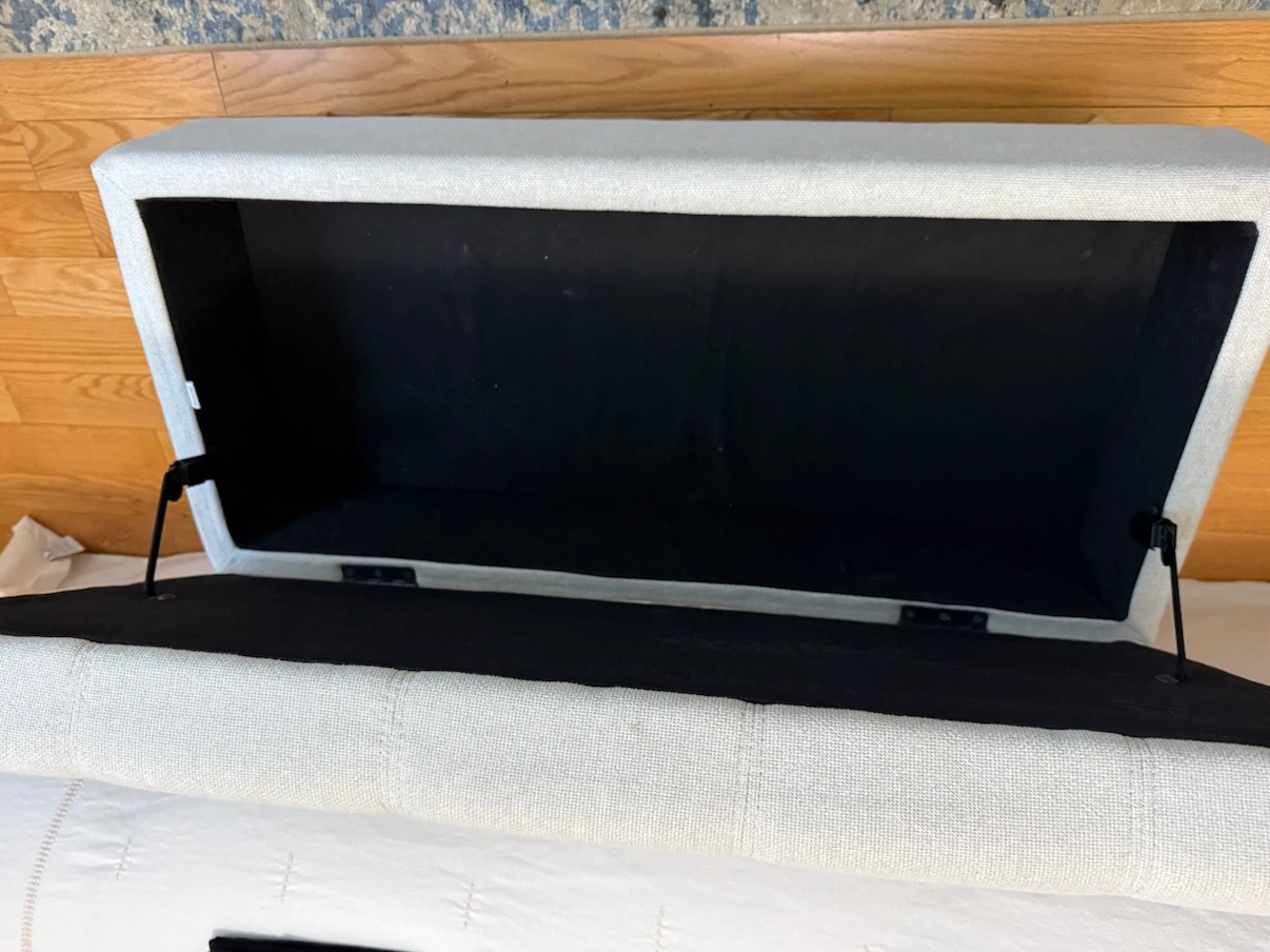 Light Gray Upholstered Storage Bench - photo 3