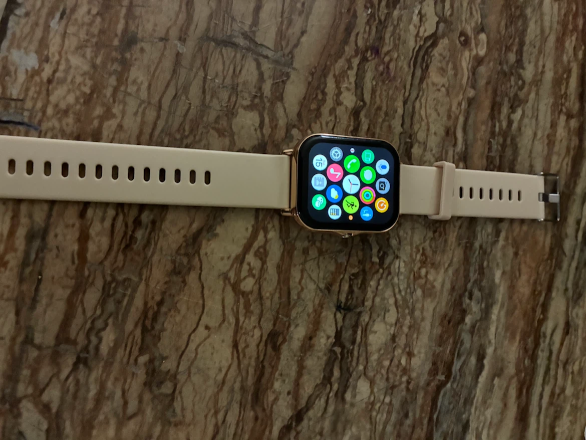 Smartwatch with beige strap