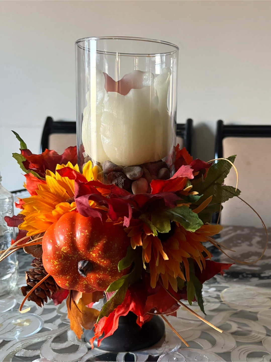 Fall Floral Candle centrepiece