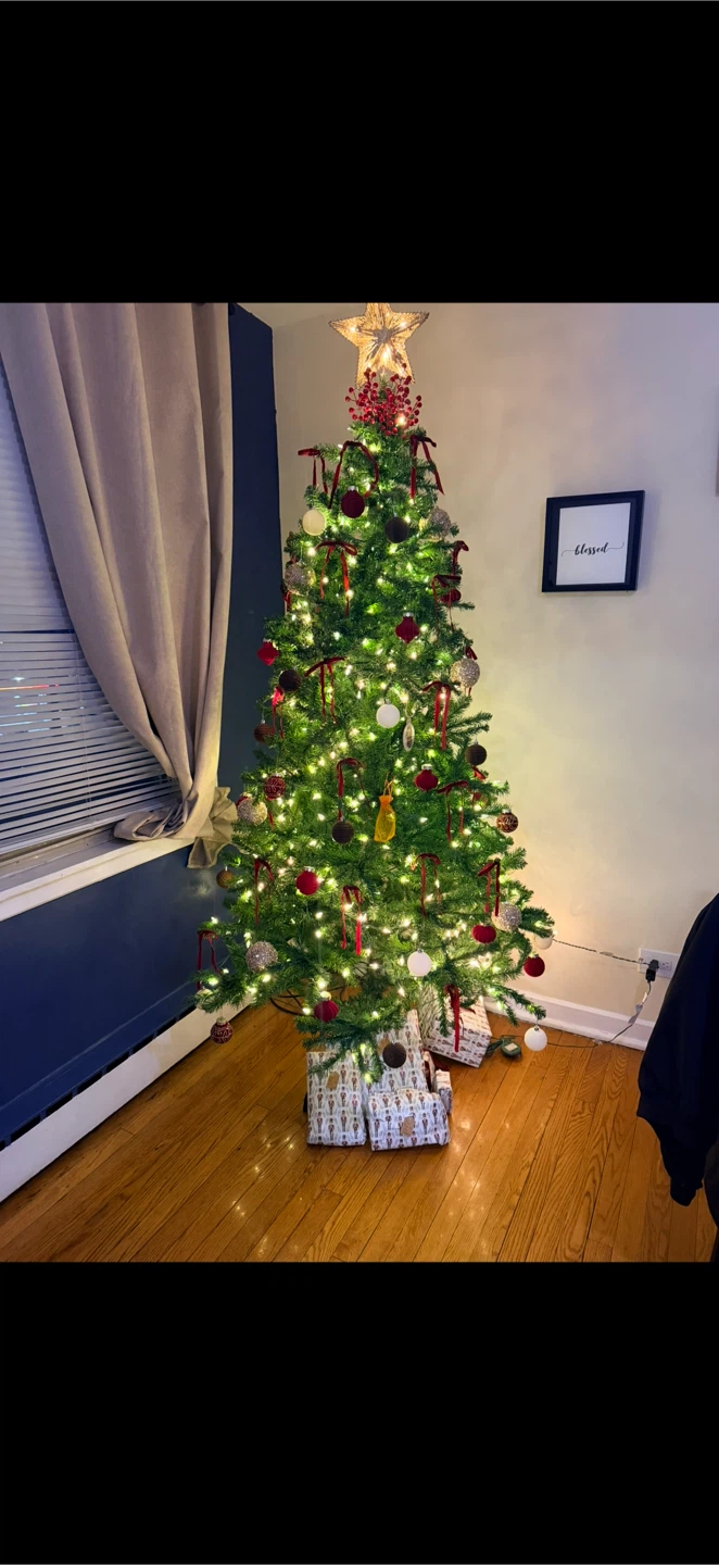 Artificial Christmas Tree with Lights and Ornaments