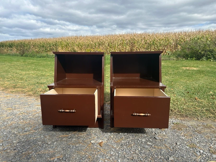Vintage MCM Solid Wood Nightstands (CAN DELIVER) - photo 4