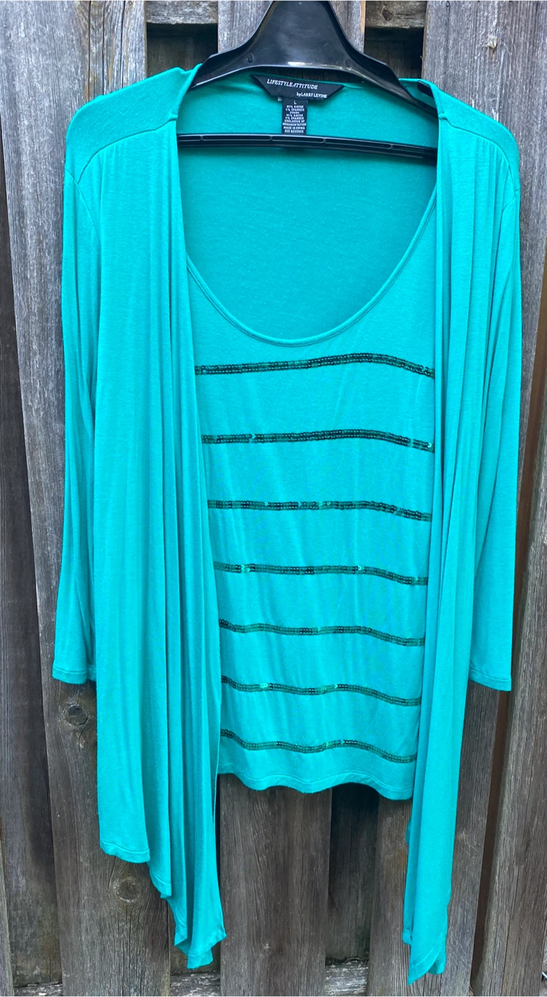 Lifestyle Attitude by Larry Levine Teal Top