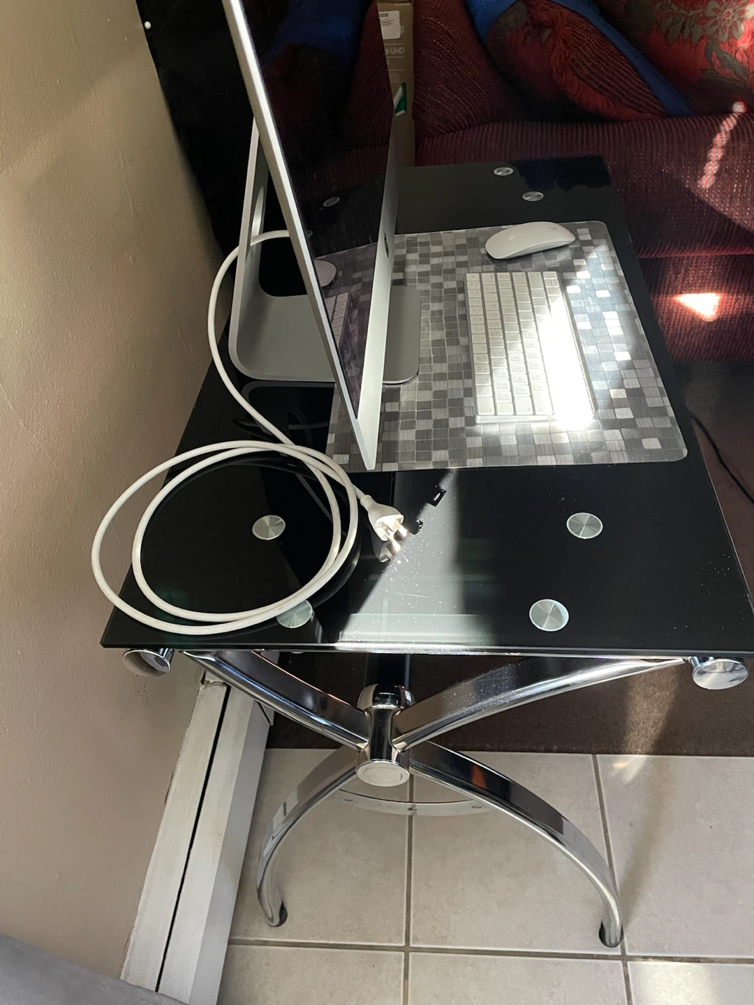 Modern Glass Top Computer Desk