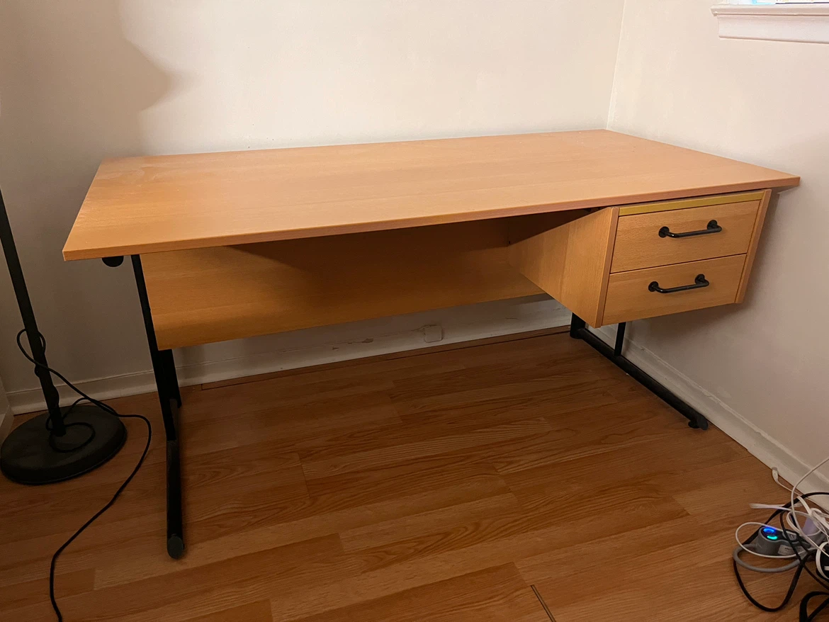 Light Wood Desk with Two Drawers