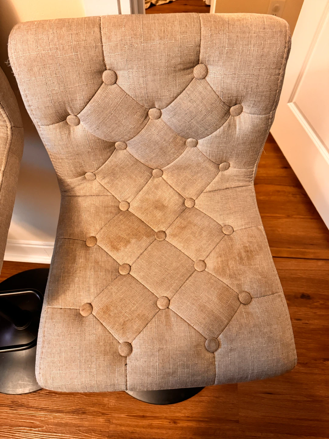 Set of 3 Tufted Fabric Bar Stools - photo 5