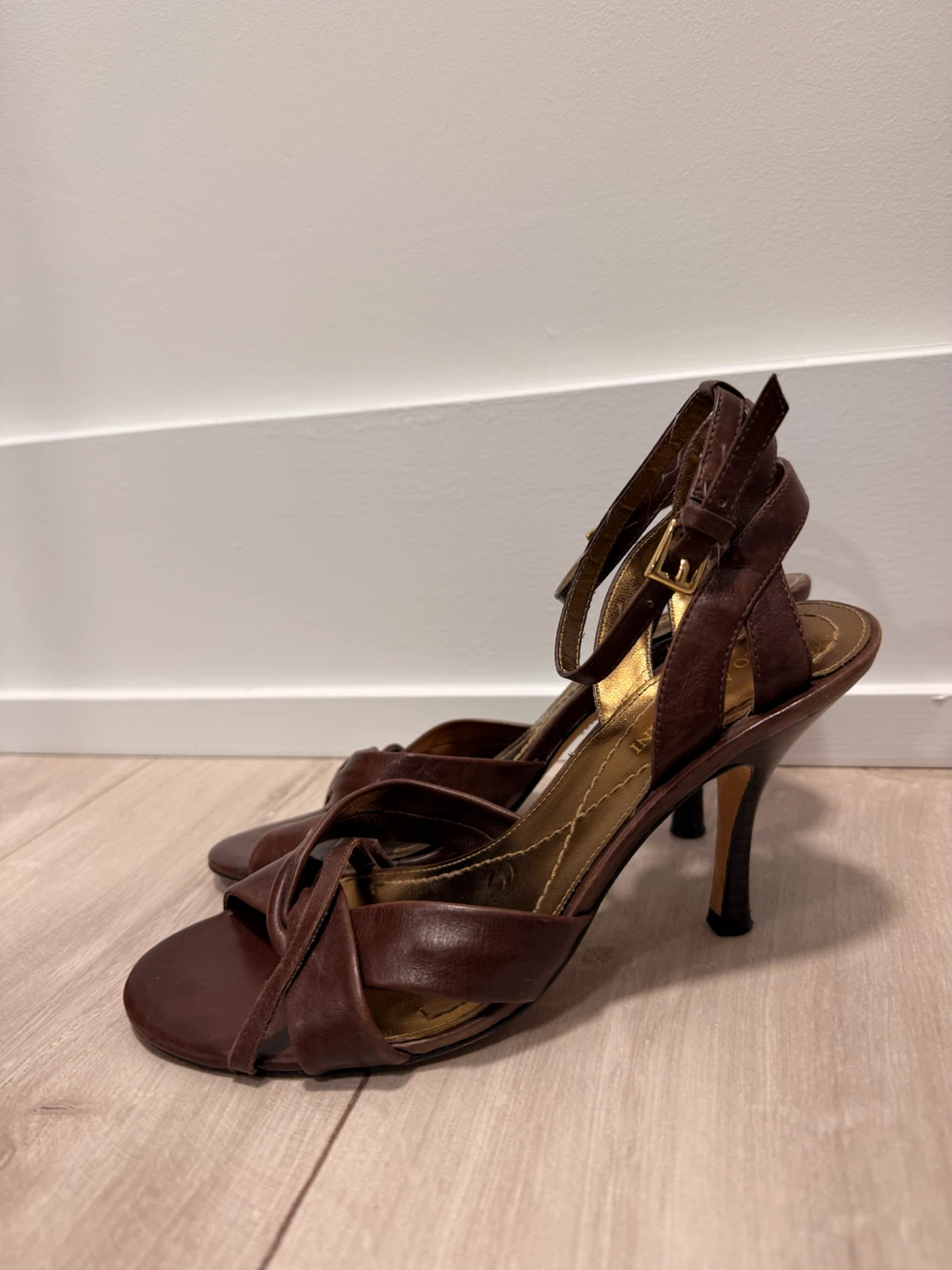 Brown Leather Strappy Heels – Size 5 - photo 3
