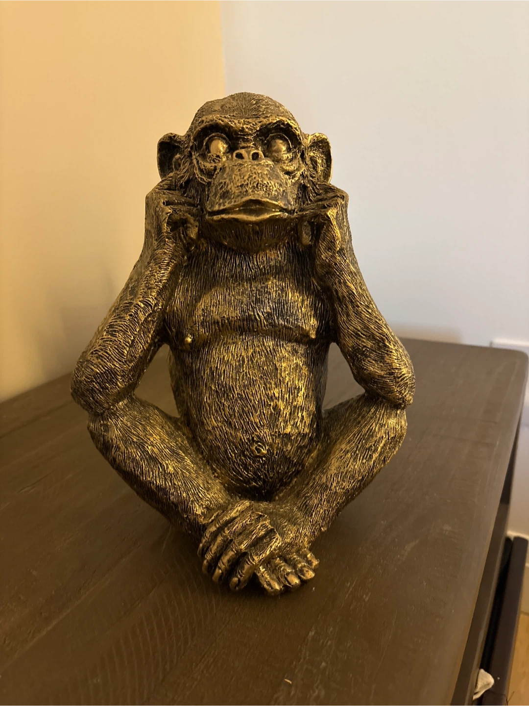 Gold Coloured Monkey Statue