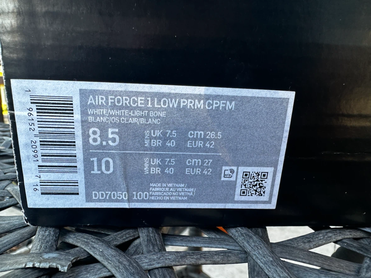 Nike Air Force 1 Low CPFM White - photo 5