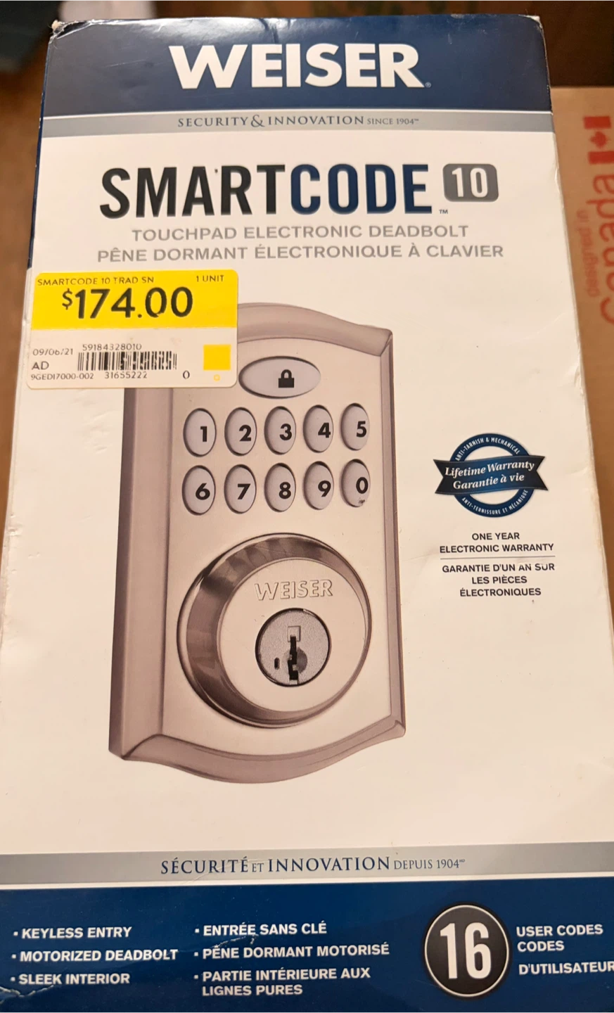 Weiser SmartCode 10 Touchpad Electronic Deadbolt