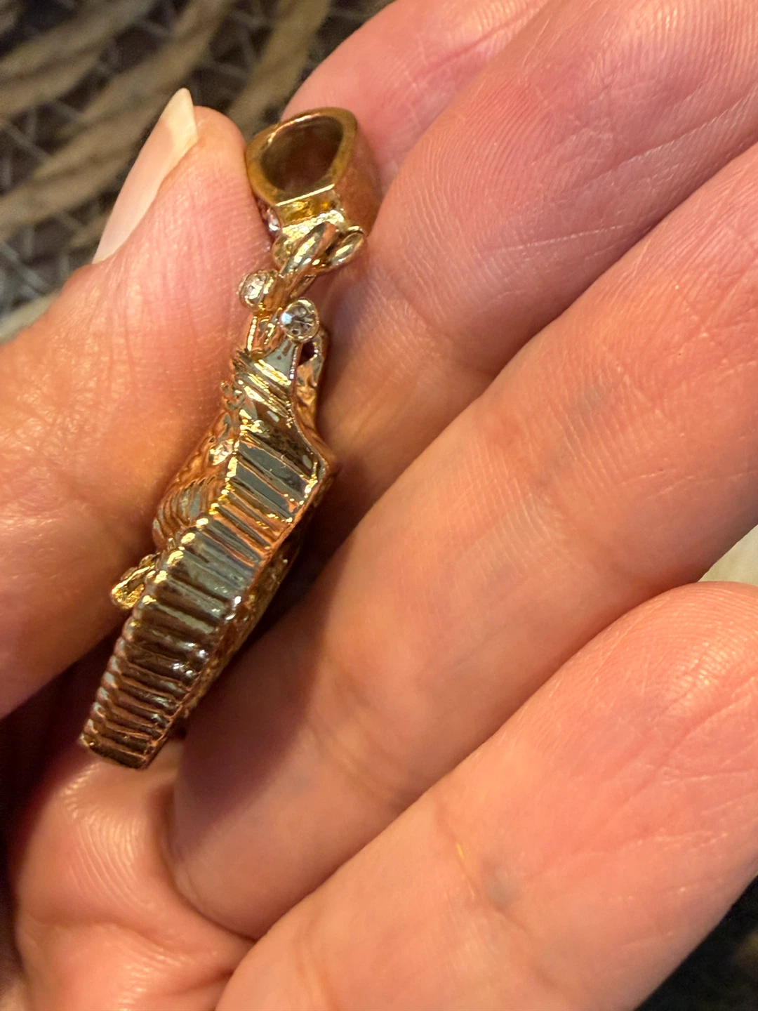 Gold-tone King Cobra Pendant with Rhinestones - photo 4